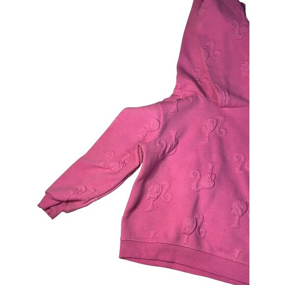 Barbie Girls Pink Embossed Full-Zip Hoodie | All-Over Logo Design, 3T, 11"x13" - Picture 3 of 7